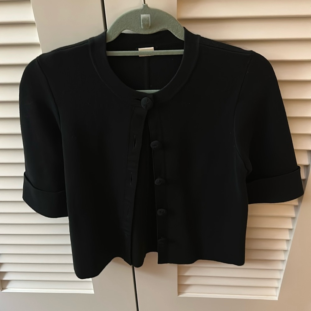 J Crew Short Sleeve Sweater S Navy Cardigan Gold